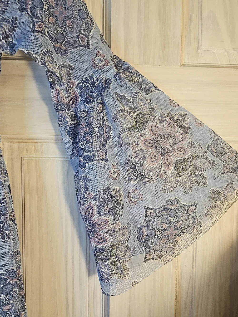 Justice Floral Smocked Long-Bell Sleeve Dress - Blue In Size 12